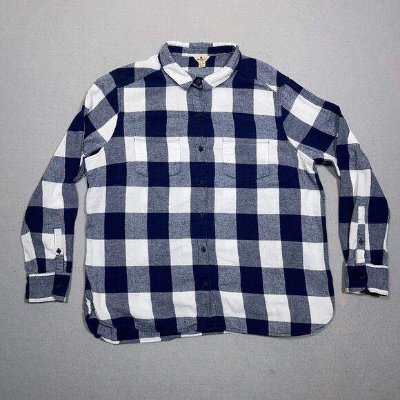 Woolrich Shirt‎ Womens Size XXL Blue Plaid Plus Flannel Button Up Long Sleeve - Picture 1 of 10